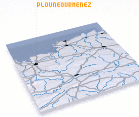 3d view of Plounéour-Ménez