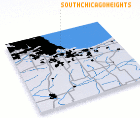 3d view of South Chicago Heights