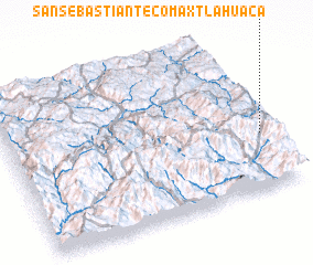 3d view of San Sebastián Tecomaxtlahuaca