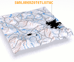 3d view of San Lorenzo Tetlixtac