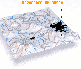 3d view of Héroes de Churubusco