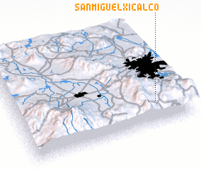 3d view of San Miguel Xicalco