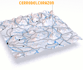 3d view of Cerro del Corazón