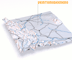 3d view of Veintiuno de Enero