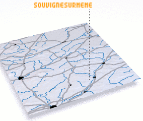 3d view of Souvigné-sur-Même