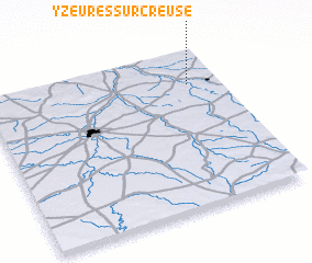 3d view of Yzeures-sur-Creuse