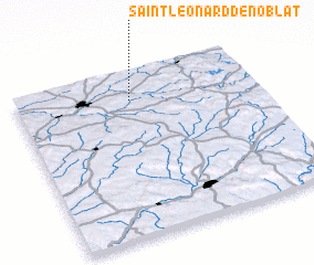 3d view of Saint-Léonard-de-Noblat