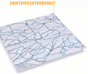 3d view of Saint-Vincent-du-Pendit