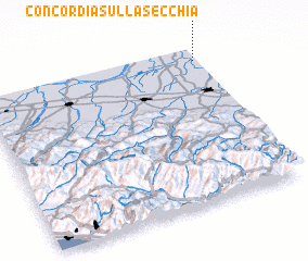 3d view of Concordia sulla Secchia