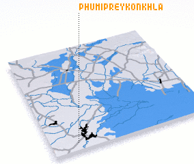 3d view of Phumĭ Prey Kon Khla