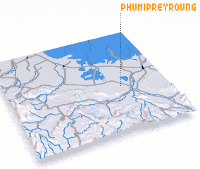 3d view of Phumĭ Prey Roŭng