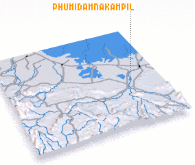 3d view of Phumĭ Dâmnăk Âmpĭl