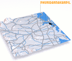 3d view of Phumĭ Dâmnăk Âmpĭl