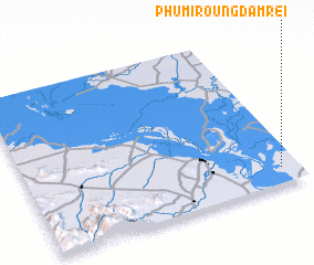 3d view of Phumĭ Roŭng Dâmrei