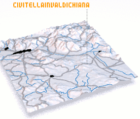 3d view of Civitella in Val di Chiana