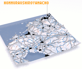 3d view of Hommura-Ushiroyamachō