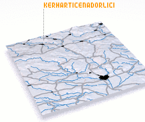 3d view of Kerhartice nad Orlicí