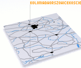 3d view of Kolonia Dworszowice Kościelne