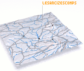 3d view of Les Ancizes-Comps
