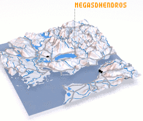 3d view of Mégas Dhéndros