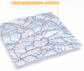 3d view of Saint-André-de-Valborgne