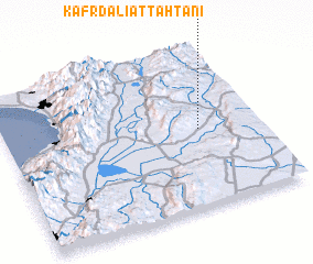 3d view of Kafr Dalī at Taḩtānī