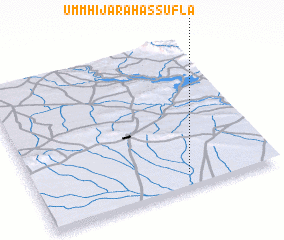 3d view of Umm Ḩijārah as Suflá