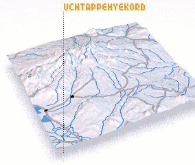 3d view of Ūch Tappeh-ye Kord