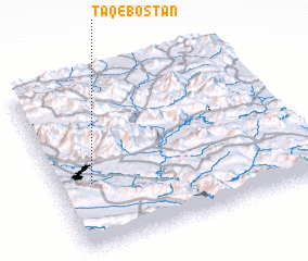 3d view of Ţāq-e Bostān