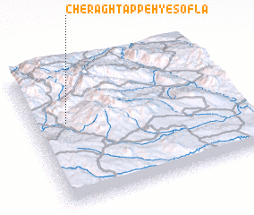 3d view of Cherāgh Tappeh-ye Soflá