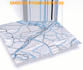 3d view of Damīrchīlū-ye Qarah Qeshlāq