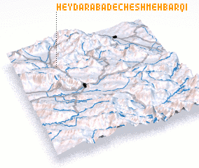 3d view of Ḩeydarābād-e Cheshmeh Barqī