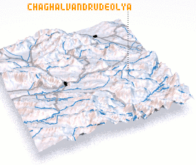3d view of Chaghalvand Rūd-e ‘Olyā