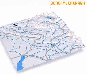 3d view of Boneh-ye Cherāgh