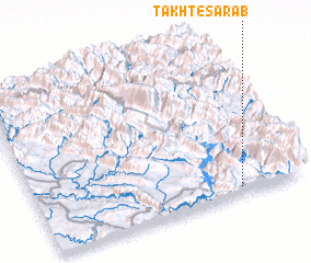 3d view of Takht-e Sarāb