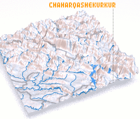 3d view of Chahār Qāsh-e Kūrkūr