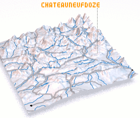 3d view of Châteauneuf-dʼOze