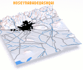 3d view of Ḩoseynābād-e Qashqā\