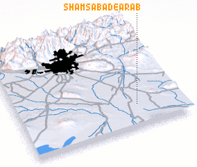 3d view of Shamsābād-e ‘Arab