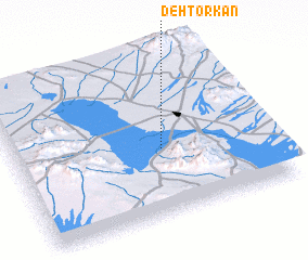 3d view of Deh Torkān