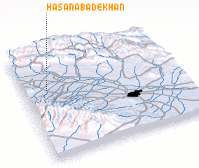 3d view of Ḩasanābād-e Khān