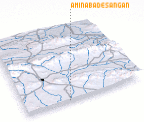 3d view of Amīnābād-e Sangān