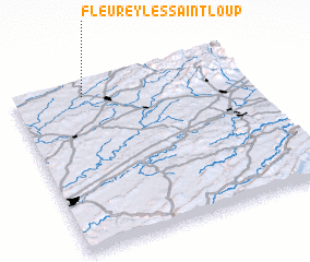 3d view of Fleurey-lès-Saint-Loup