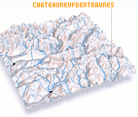 3d view of Châteauneuf-dʼEntraunes