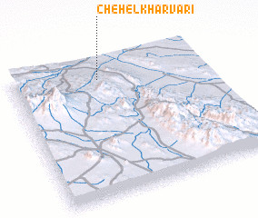 3d view of Chehel Kharvārī