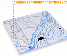 3d view of Chak Number Five Hundred Twenty-one