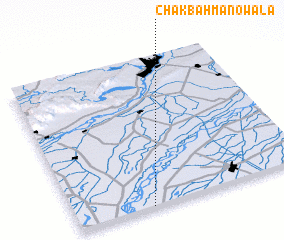 3d view of Chak Bahmanowāla