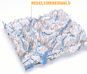 3d view of Medels im Rheinwald