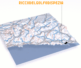 3d view of Riccò del Golfo di Spezia